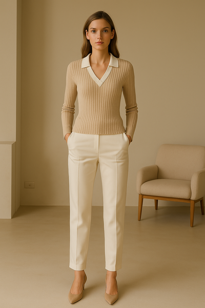 Sophia | Suéter Polo Slim de Lana