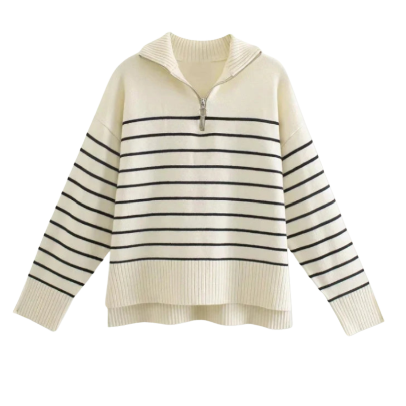 Ariadna | Suéter de Rayas Cremallera