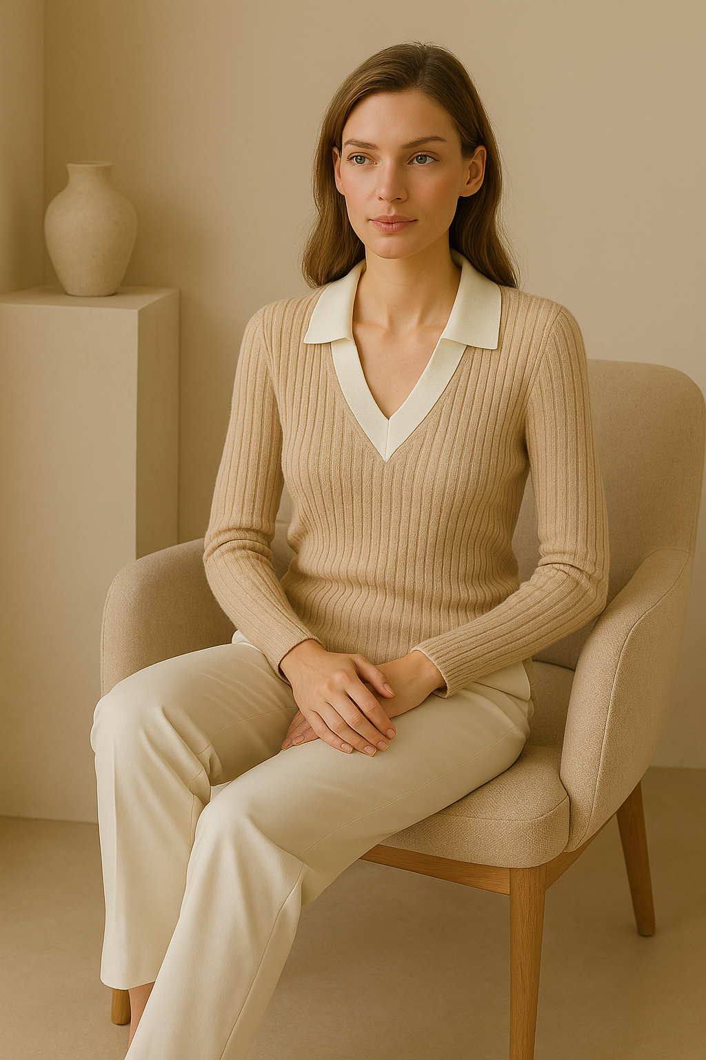 Sophia | Suéter Polo Slim de Lana