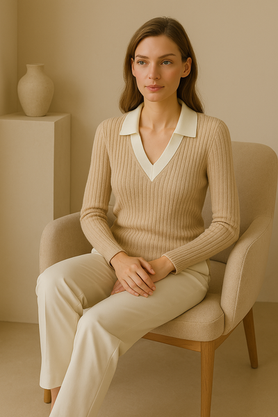 Sophia | Suéter Polo Slim de Lana